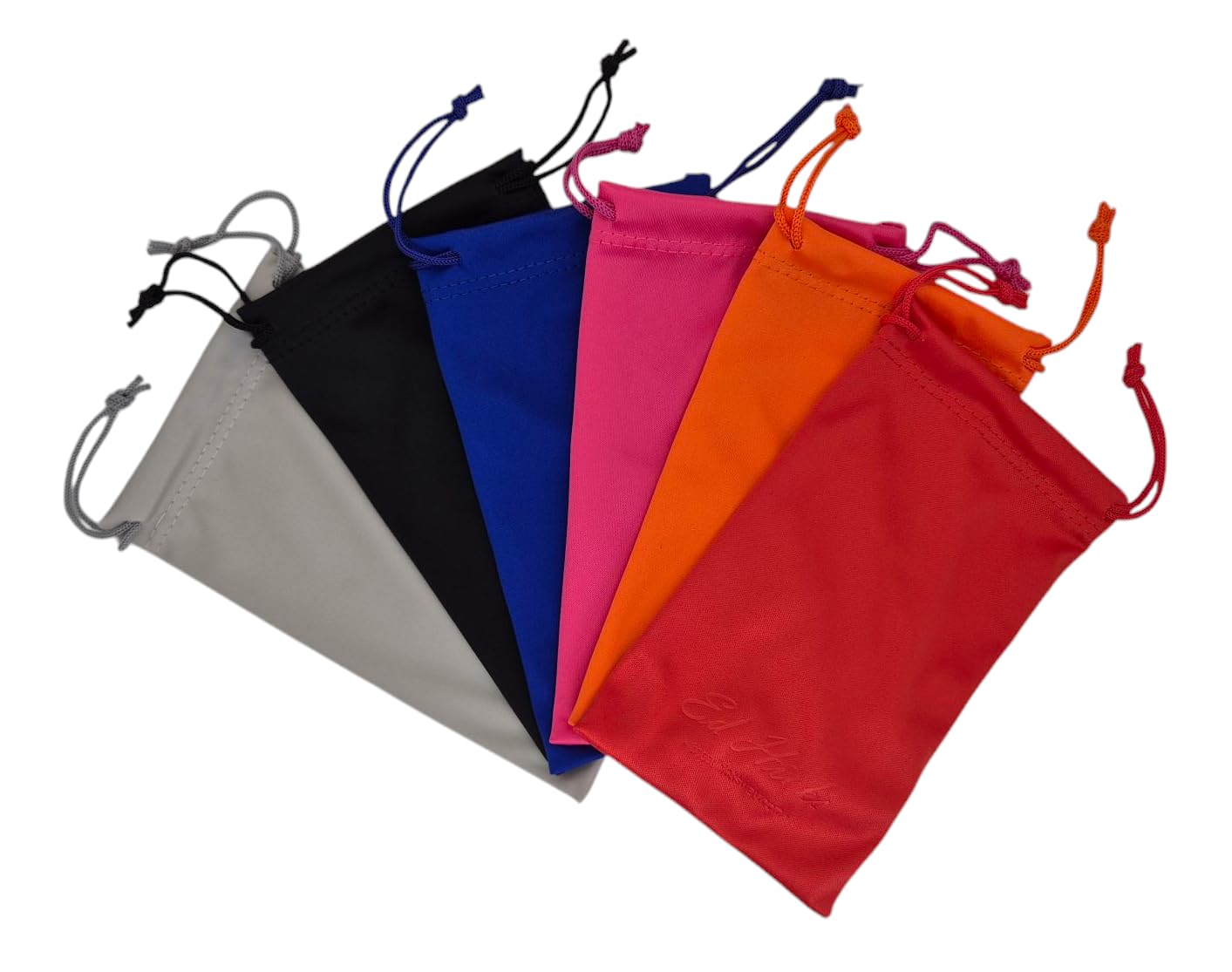 Ed Hicks Unisex Red / Orange / Pink / Black / Blue / Grey 6Pcs Microfibre Glasses Pouch, Sunglasses Soft Case, Cable And Headphone Cloth Bag. Drawstring. 6 Colours So You Know Which Glasses Are In Which Bag.