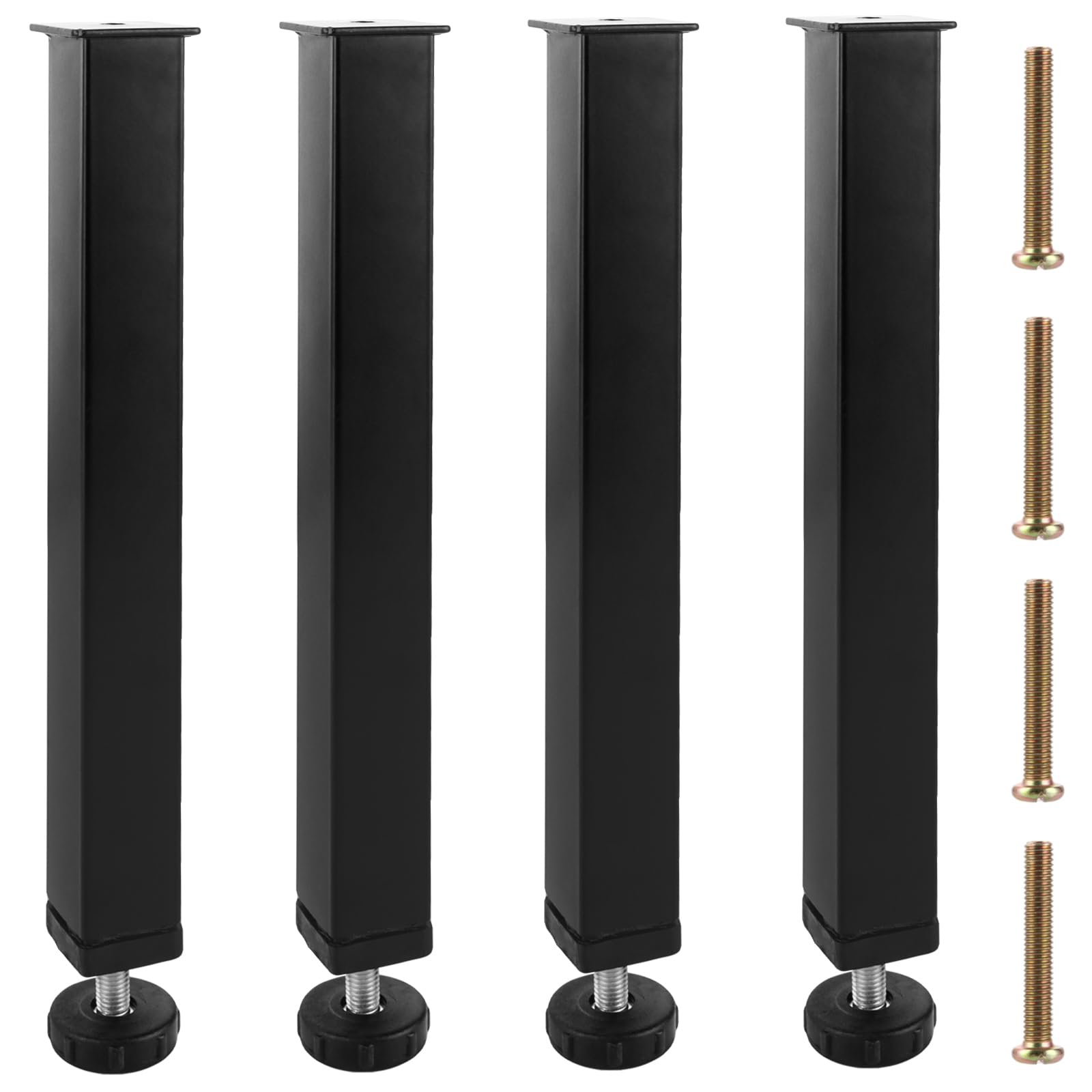 Lot de 4 pieds de lit réglables en hauteur 30 cm en métal avec vis pour lit, cadre de lit, canapé, armoire