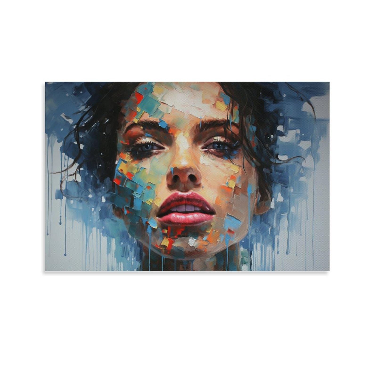 FOCCAR Vintage Abstract Face Canvas Wall Decor Gorgeous Beautiful Woman Watercolour Poster Wall Art for Living Room Bedroom Artwork
