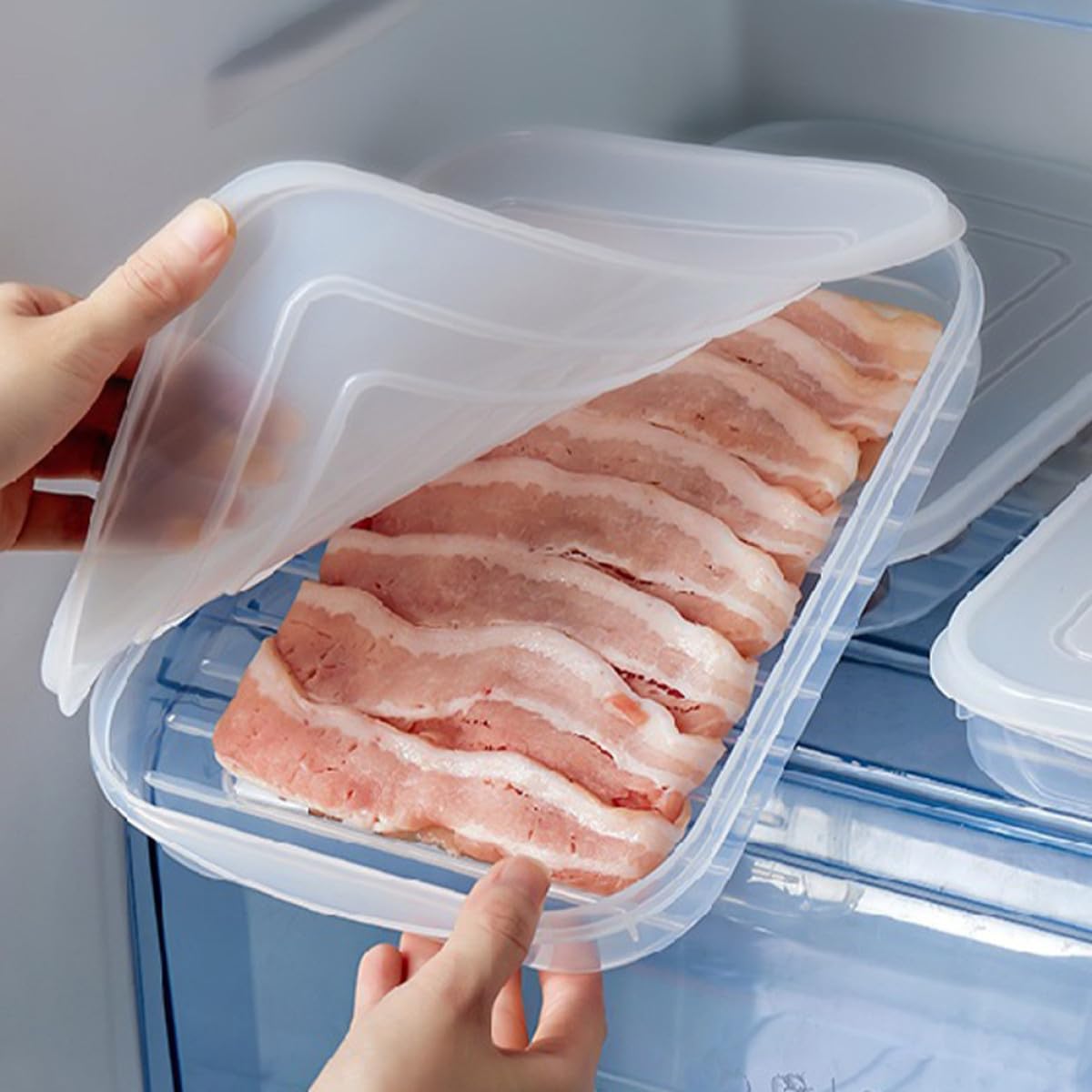 NUOBESTY Boîtes Alimentaires Hermétiques Conservation Fraîcheur Lot de 4 en Plastique pour Fruits de Mer et Poulet pour Réfrigérateur et Congélation