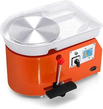 Huanyu Electric Wheel, Ceramic Wheel Machine, 350 W, 0-300 r/min, 9.8 inches 25 cm, Pottery Machine with Foot Pedal, Pottery Set, Electric Rotation Stand, Stepless Speed, Positive and Reverse
