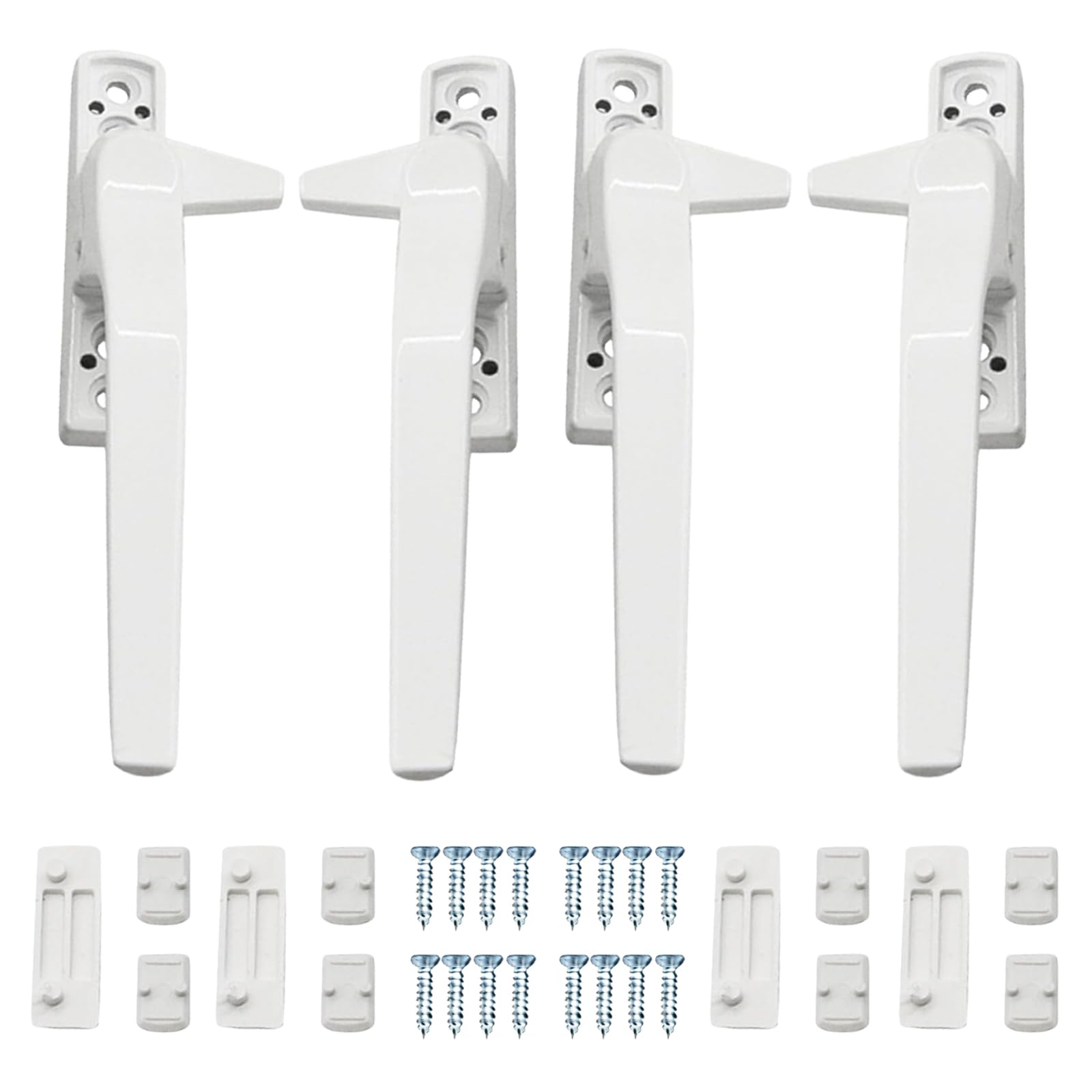 Yuiturt 4 Pcs Window Handle, UPVC Window Handles, Window Handle Replacement Kit, 2 Left and 2 Right Hand (White)