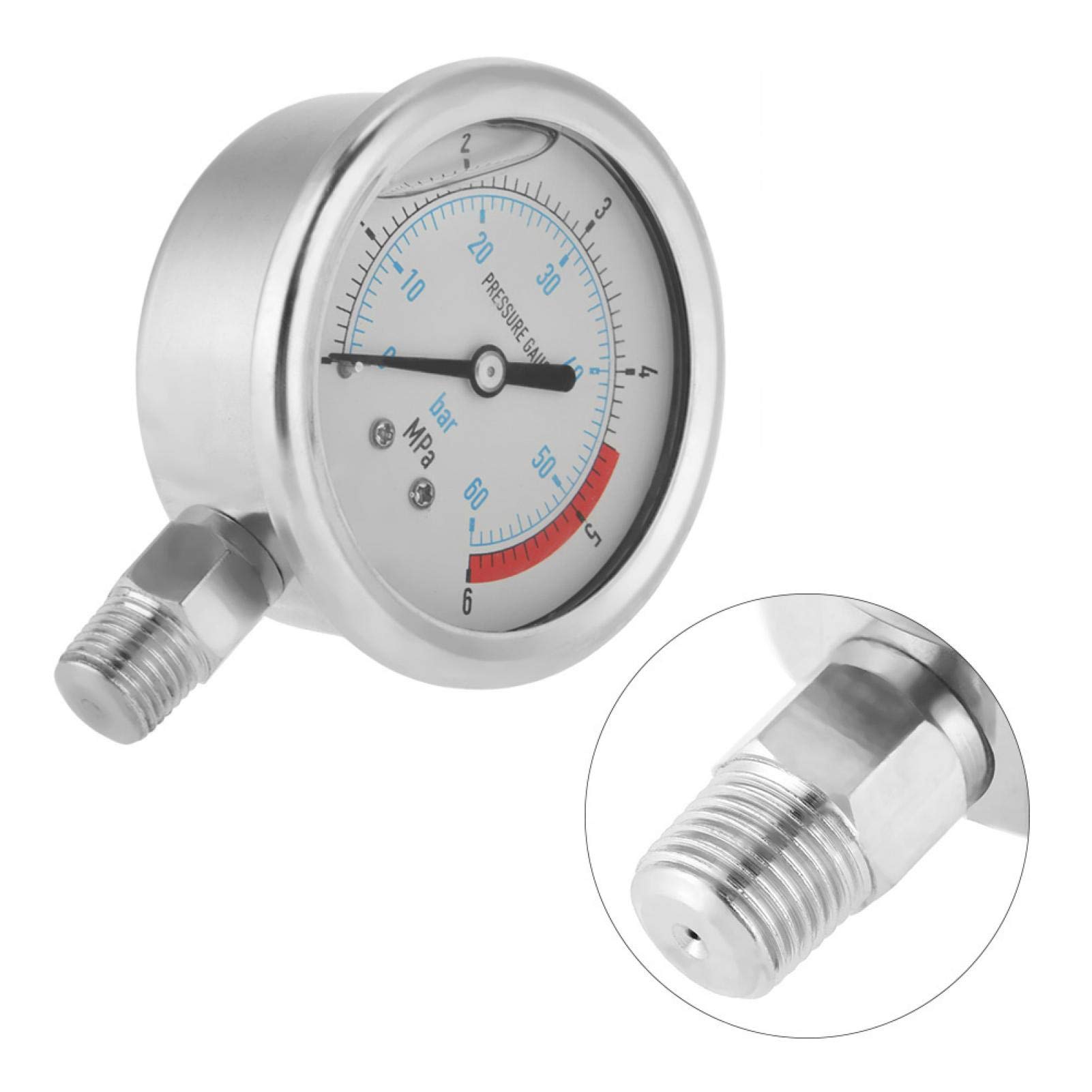 Manometro per Pressione dell'Aria, manometro per Pressione idraulica, 0-60 Bar 0-6 MPa 1/4" NPT 60 mm quadrante manometro per Pressione dell'Acqua idraulica