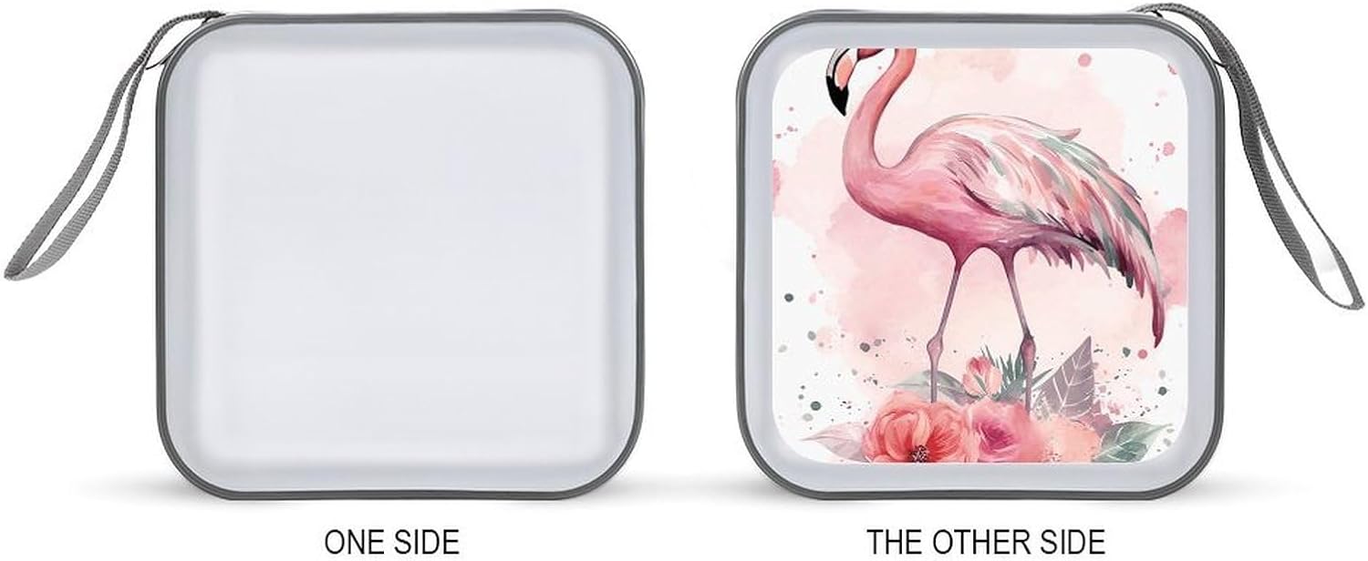 Vintage Boho Flamingo Florals CD Case 40 Capacity Hard Plastic DVD Case Portable Zipper CD Case Holder Disc Cases Storage Binder Large Storage Disc Wallet Bag for Car Home Office Travel