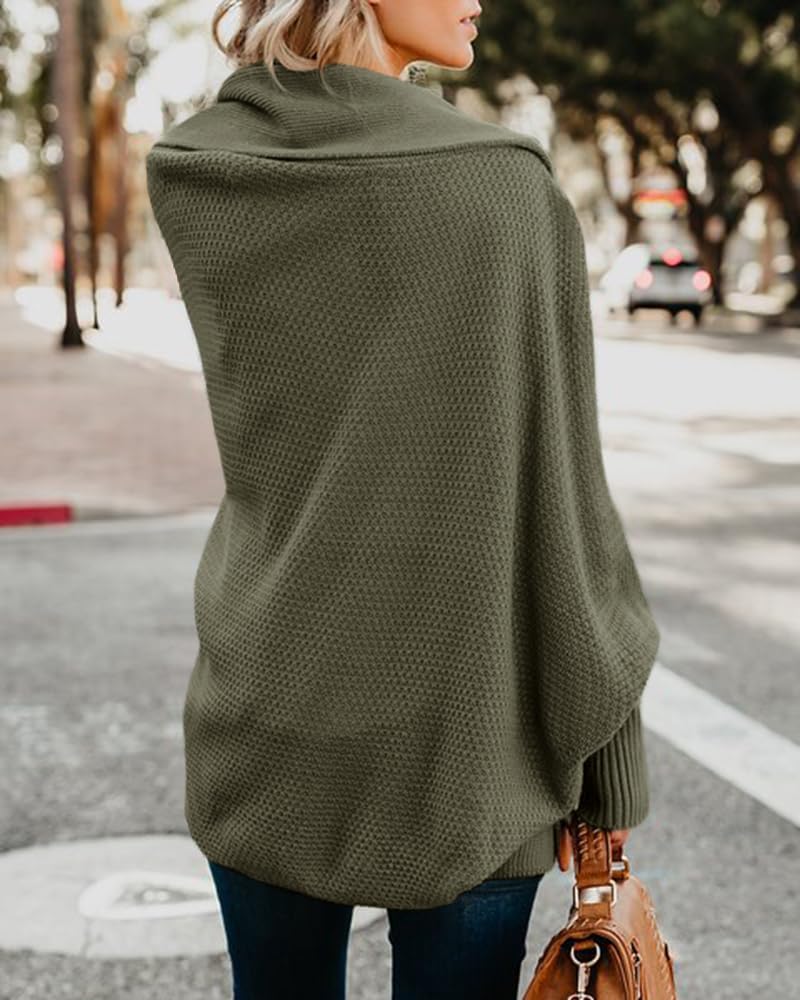 Mafulus Women's Cardigan Sweaters Oversized Chunky Knit Kimono Slouchy Wrap Batwing Open Front Outwear Coat - Image 3