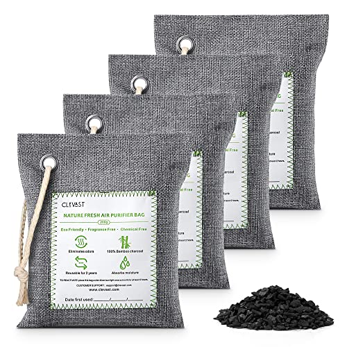 Comparison: Best Charcoal Bags For Odor 7 CLEVAST Bamboo Charcoal Air Purifying Bags (Large, 4×200g), Removes Odors and Moisture, Nature Fresh Air Purifier Bags, Odor Eliminator for Home, Car, Pets, Bathroom, Basement