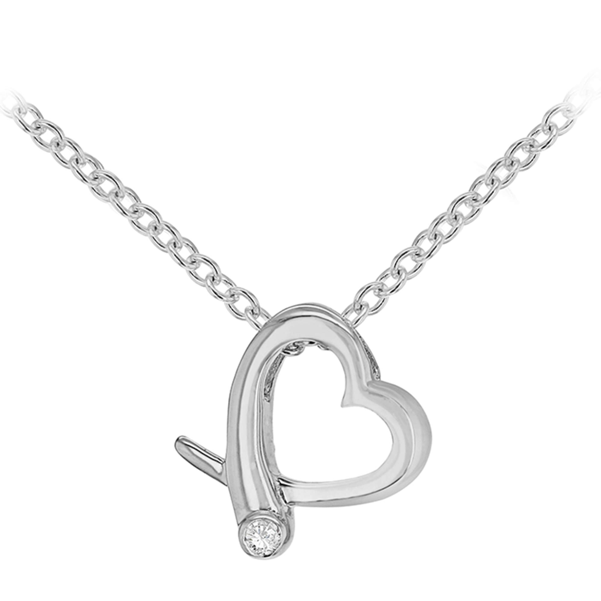 Tuscany Silver Collana Donna In Argento 925 Con Doppio Cuore E Zirconi – Regolabile 39,5-42 Cm – Placcata Rodio
