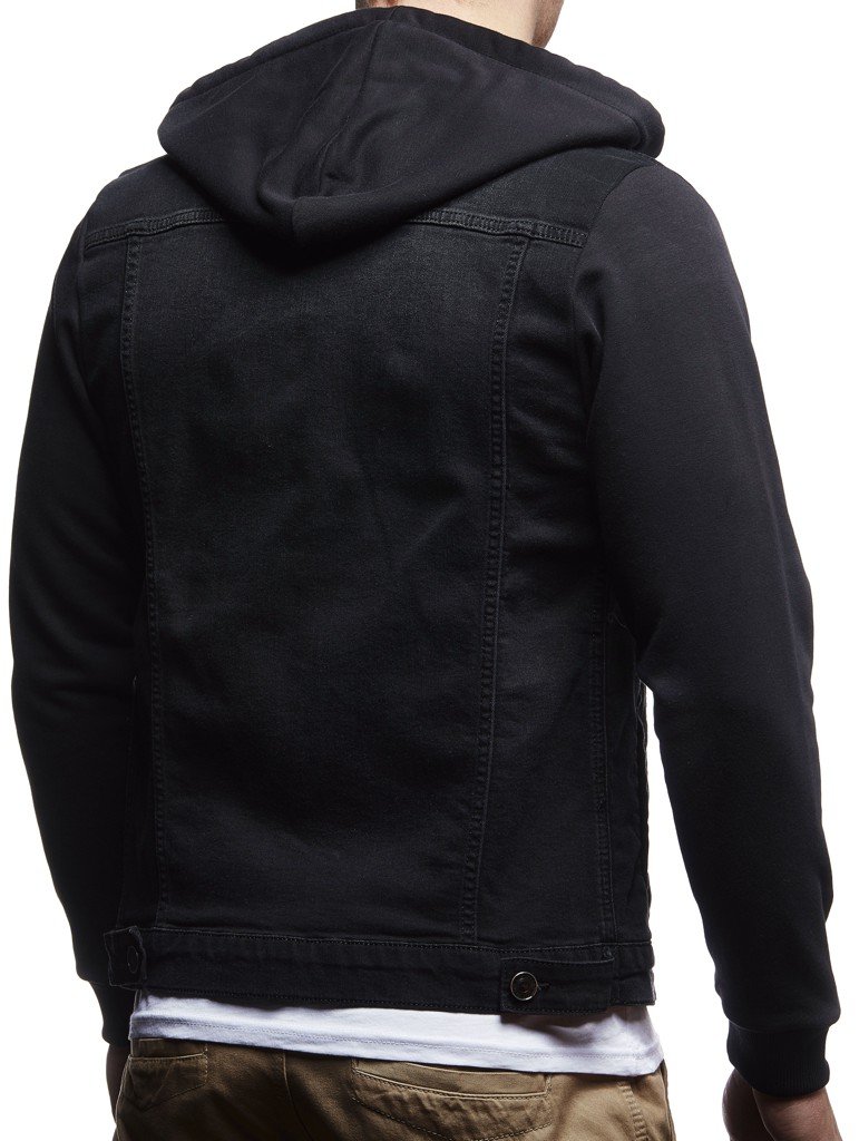 Leif Nelson Jeansjacke Herren, Jeans Denim Kapuzenjacke, Männer Jeans Jacke mit coolen Baumwolle-Ärmel, modernes Design in Regular Fit