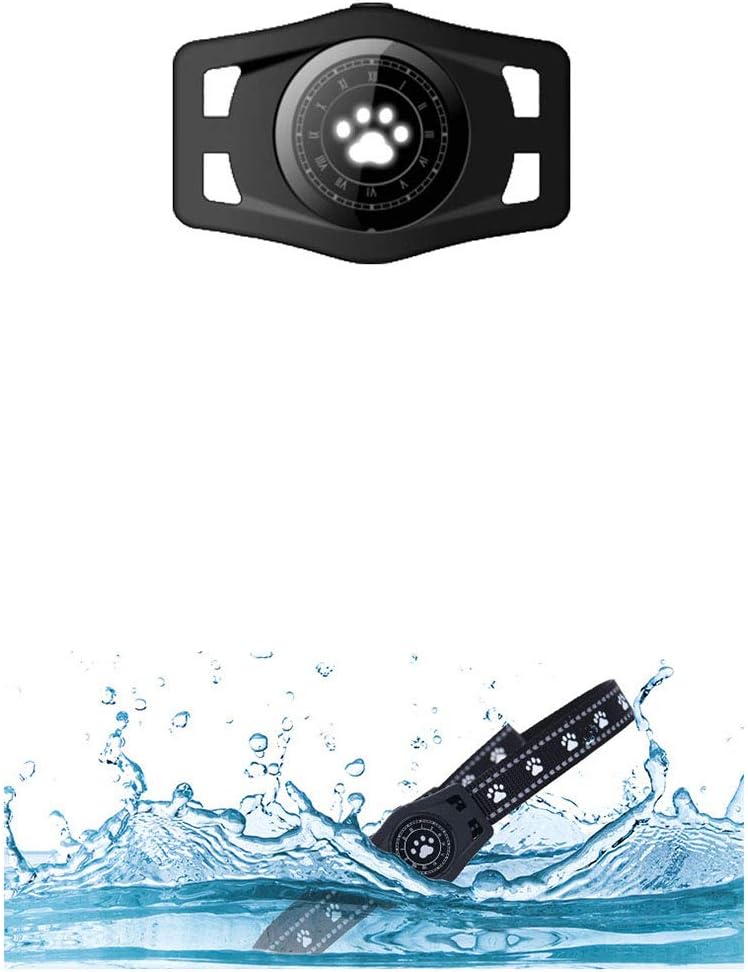 Pet Tracker Pet Collar Dog Tracker System Pet Monitor Tracking Device Go to The Park Take A Walk Long Life Lightweight Convenience Dog Cat-Black (White)