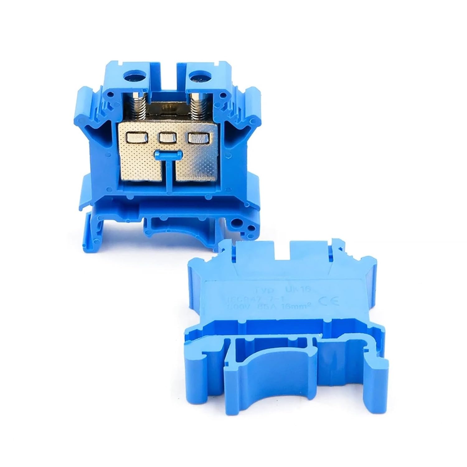10Pcs UK 16N DIN Rail Terminal Block High Current 101A 800V Screw Connection Electrical Conductor(UK-16N-10PCS-BLUE)