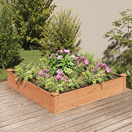 Gecheer Jardinera arriate Forro Madera Maciza Abeto marrón 120x120x25cm,Jardinera Exterior para Jardín Balcón o Patio,Jardinera Exterior para Jardín Balcón o Patio,TPY-2