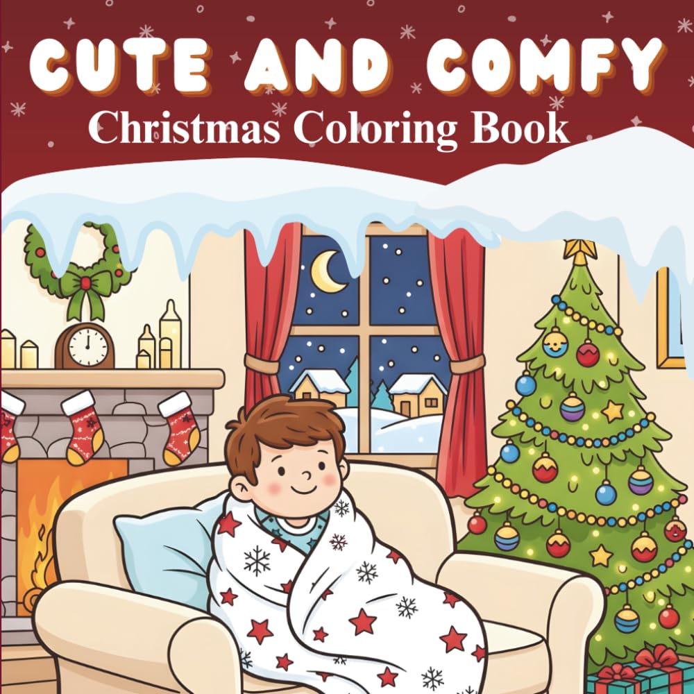Cute & Comfy Christmas Coloring Book: 40 Festive Holiday Winter Scenes, Comfy Illustrations perfect for Christmas Fun and Stress Relief, for adults and teens
