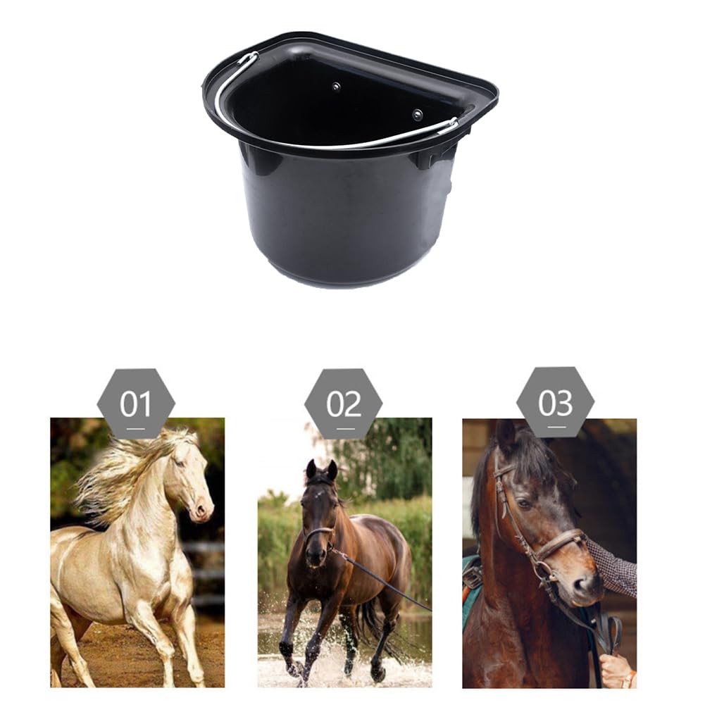 1 cubo plano de plástico para alimentos para animales con de metal, color negro
