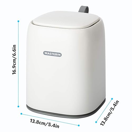 Miniatura 9 de Mini bote de basura para encimera con 3 rollos de bolsas de basura, bote de basura con tapa tipo prensa, dispensador de basura de 0.40 galones, mini