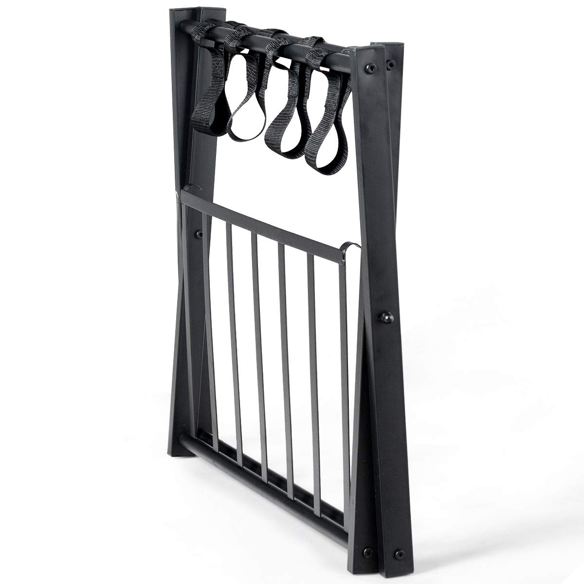 DREAMADE Kofferständer Metall, Gepäckständer Klappbar, Gepäckablage 2 Ablagen, Kofferablage für Schlafzimmer, Wohnzimmer & Hotel, Ständer für Koffer & Gepäck, Schwarz (1 Pack)