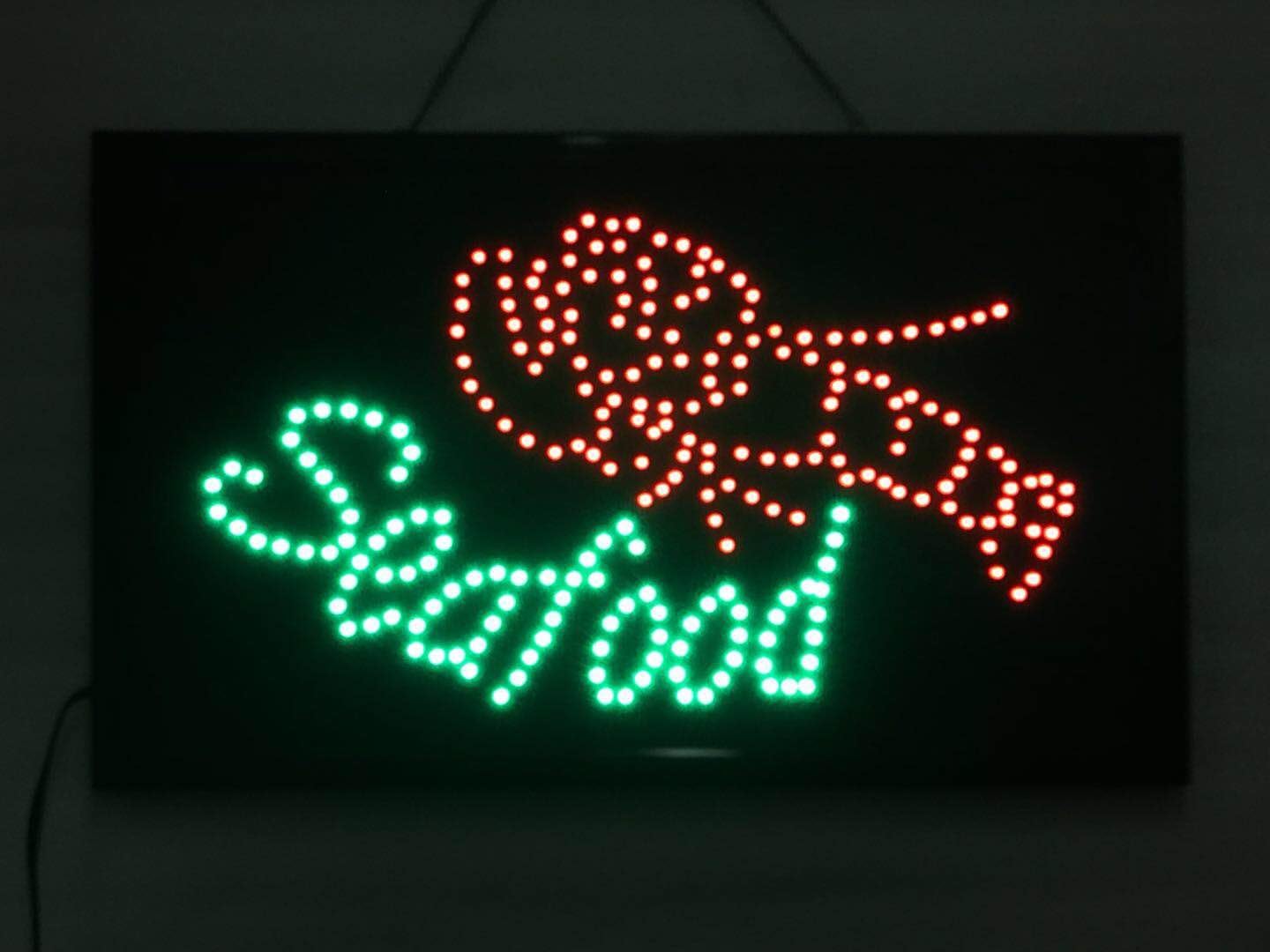 Neon Sign Open,LED Business Open Sign Advertisement Board Electric Display Sign, for Business, Walls, Window, Shop, bar, Hotel(Seafood)