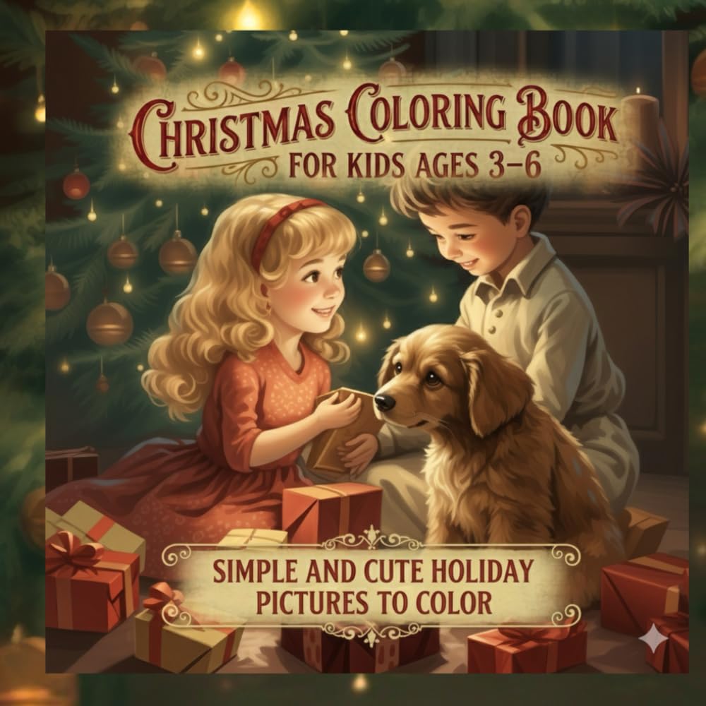 Christmas Coloring Book for Kids Ages 3-6: Simple and Cute Holiday Pictures to Color