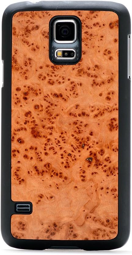 CARVED Matte Black Wood Case for Samsung Galaxy S5 - Birdseye Redwood Burl (S5-BC1U)