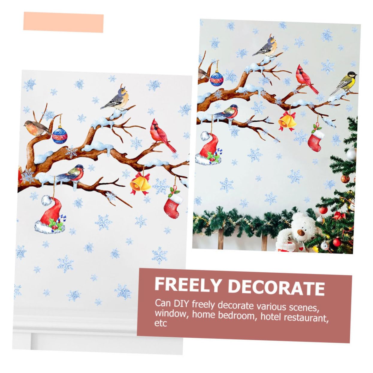 5 Hojas De Navidad Pegatinas En Las Ventana Decoración De Copos De Nieve Ventana Se Aferra De Nieve Pegatinas En Las Ventana De Dibujos Animados Vivero Etiqueta Navidad Alipis