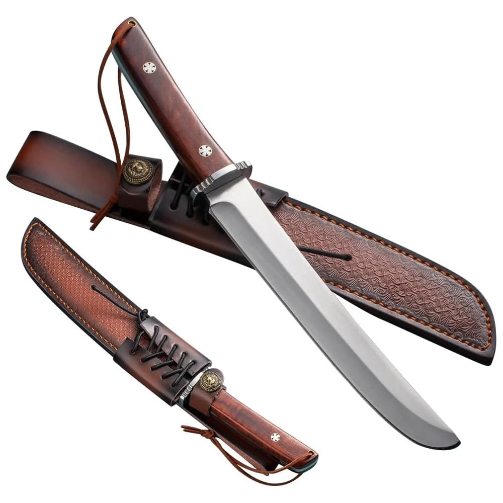 Amazon.co.jp: サバイバルナイフ 手鉈 AUS-8A鋼 薪割り 狩猟 革鞘付