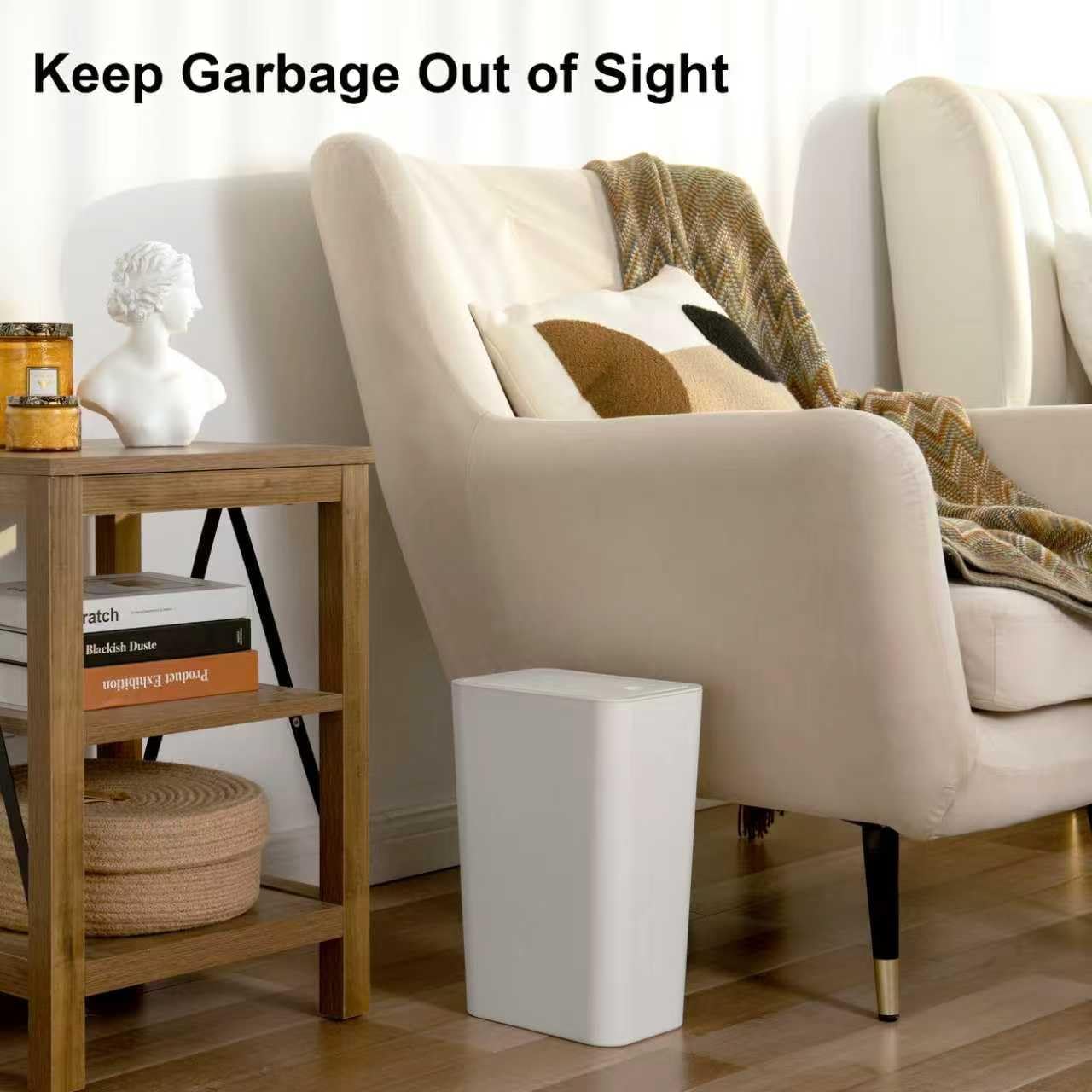 (3PACK) 2.6 Gallons, A Small Plastic Trash can with a Pop-up Lid, Suitable for Bathrooms, Kitchens, Bedrooms, Bathrooms, Offices, Dormitories. (White)