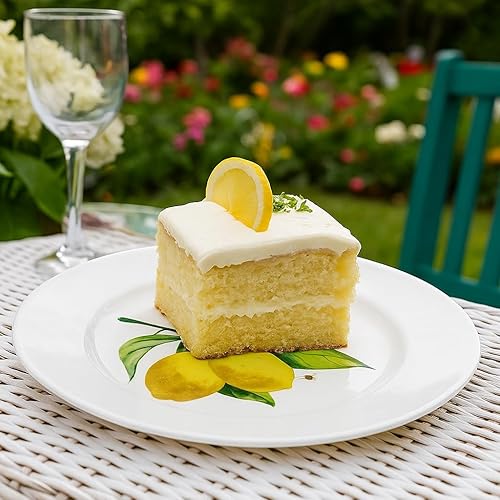 Miniatura 6 de Reston Lloyd Limones frescos, juego de platos de ensalada de melamina, 6 piezas, blanco, limón, verde (72419set)