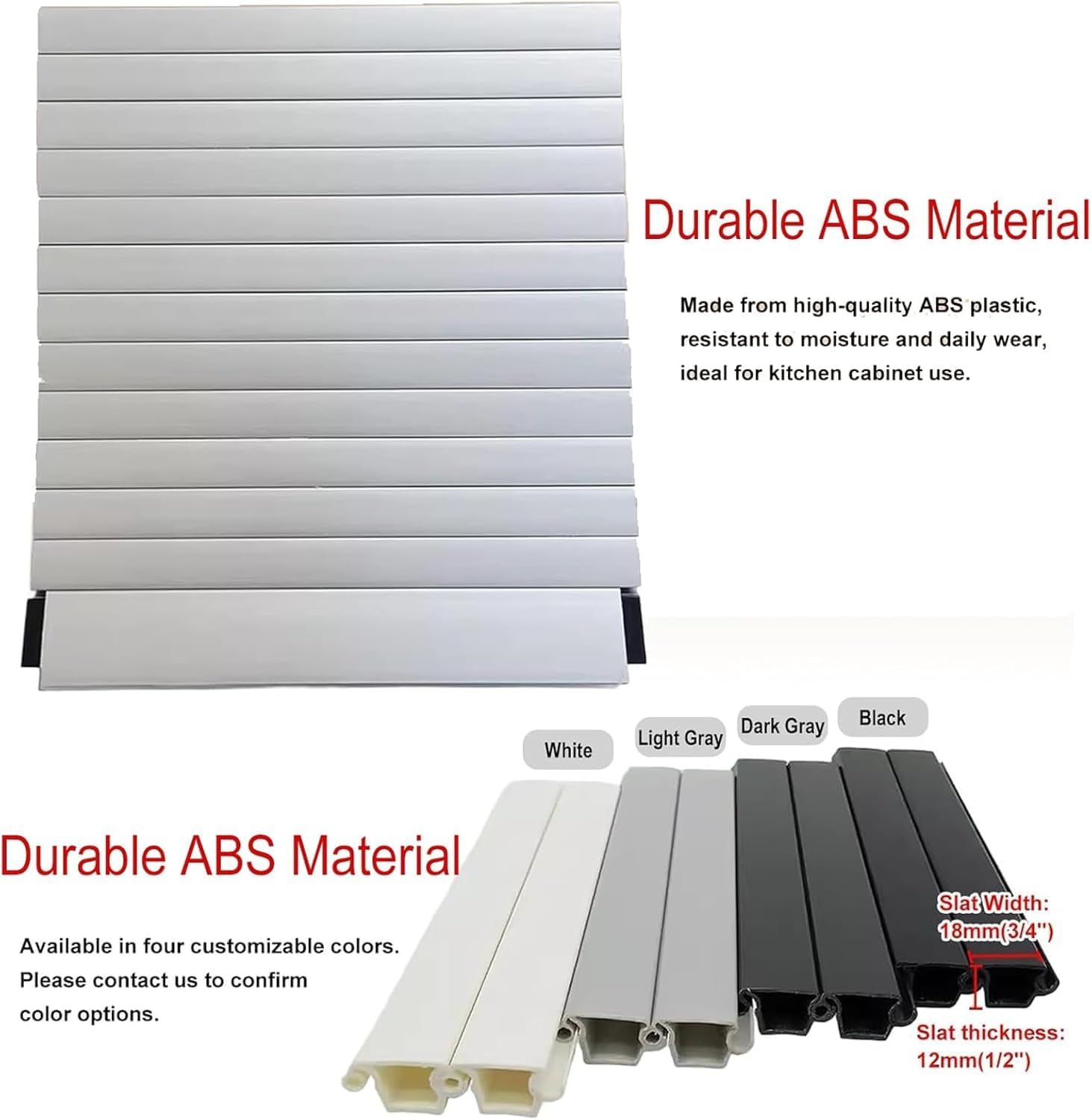 Custom Size Retractable Tambour Door Kit - Manual Pull Down ABS Plastic Roll Up Cabinet Door with Handle, Flexible Sliding Cupboard Door for Storage (46x76cm/18x30in)