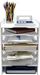 Natwind 7-Tier Office Paper File Organizer,White Stackable Trays For Desk | Desktop Storage For Office Supplies,Paper Sorter,Letter Tray For Home,Office,Classroom Document Holder