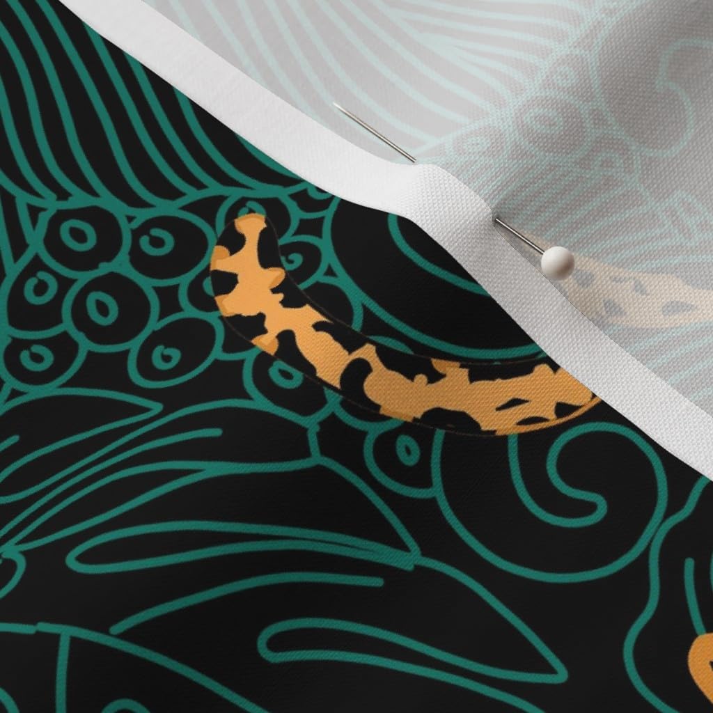 Spoonflower Fabric - Black Green Animal Africa Leopard Cheetah Tiger Exotic Animals Printed on Petal Signature Cotton Fabric Fat Quarter - Sewing Quilting Apparel Crafts Decor