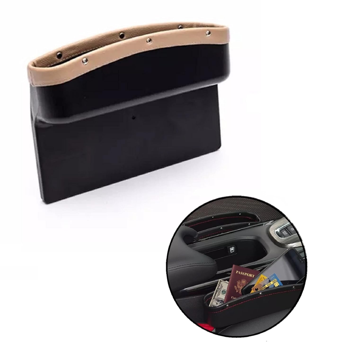 AUGEN Car Console Side Storage Organizer Seat Gap Filler Leather PU