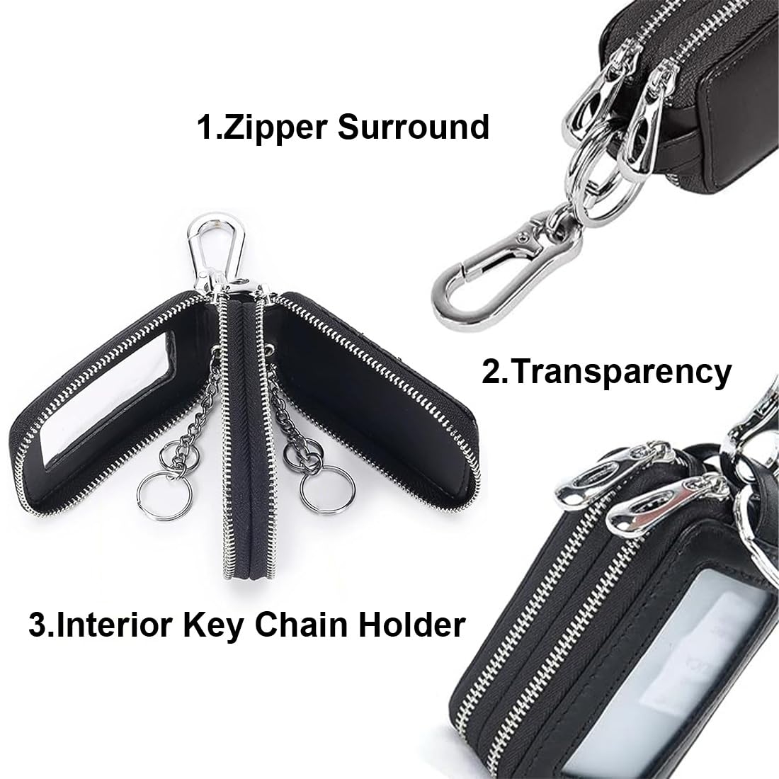 Porte-clés Organisateur Lrocotanc - Cuir Véritable Noir - Pour 7-9 Clés - Silencieux Et Gain De Place