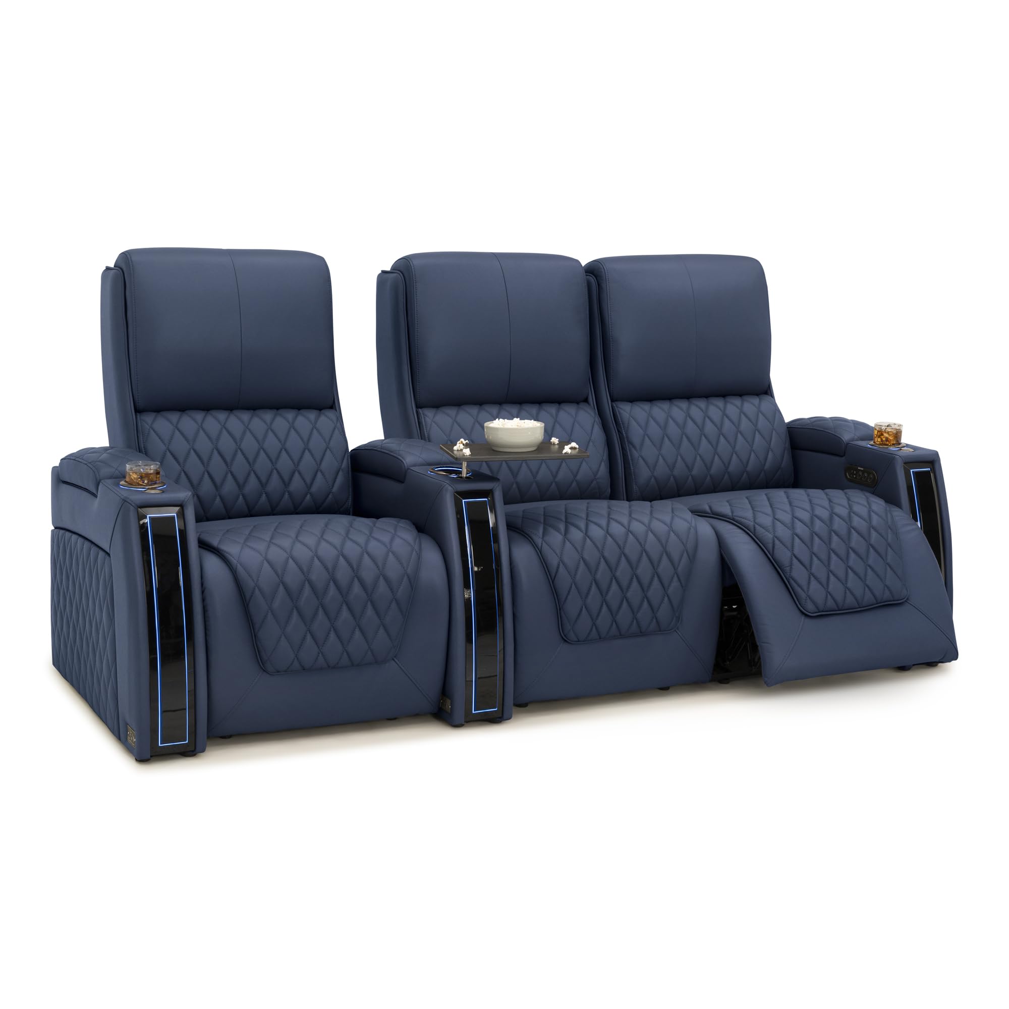 Seatcraft Apex Home Theater Seating Navy Blue Row of 3 Right Loveseat