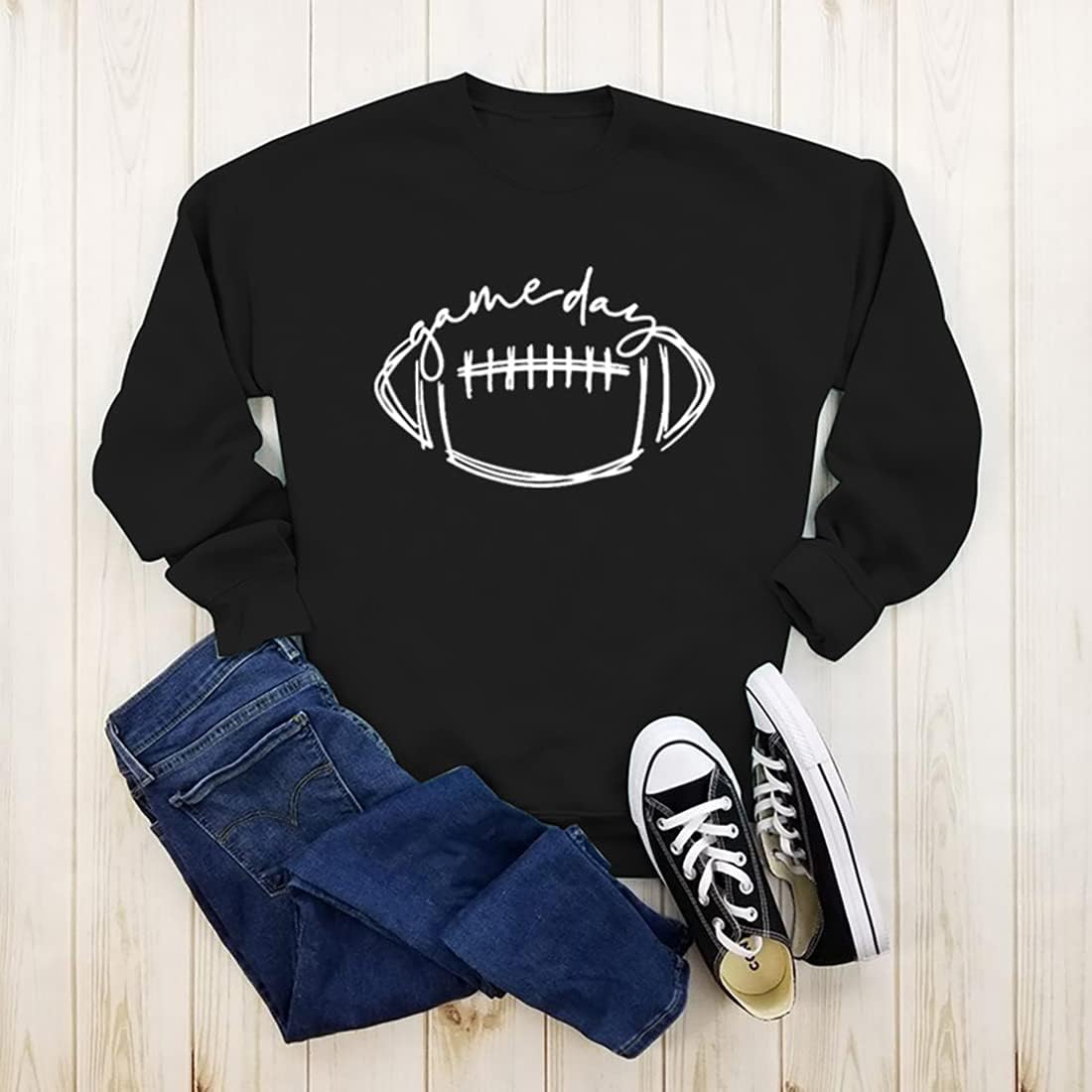 Women Crewneck Long Sleeve Football Game Day Sweatshirts - Image 2