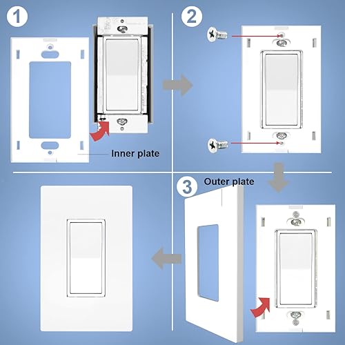 Miniatura 3 de NEU - Placas de pared decorativas sin tornillos de gran tamaño, 1 banda, cubierta de salida segura para niños, 5.5 x 3.5 pulgadas, policarbonato