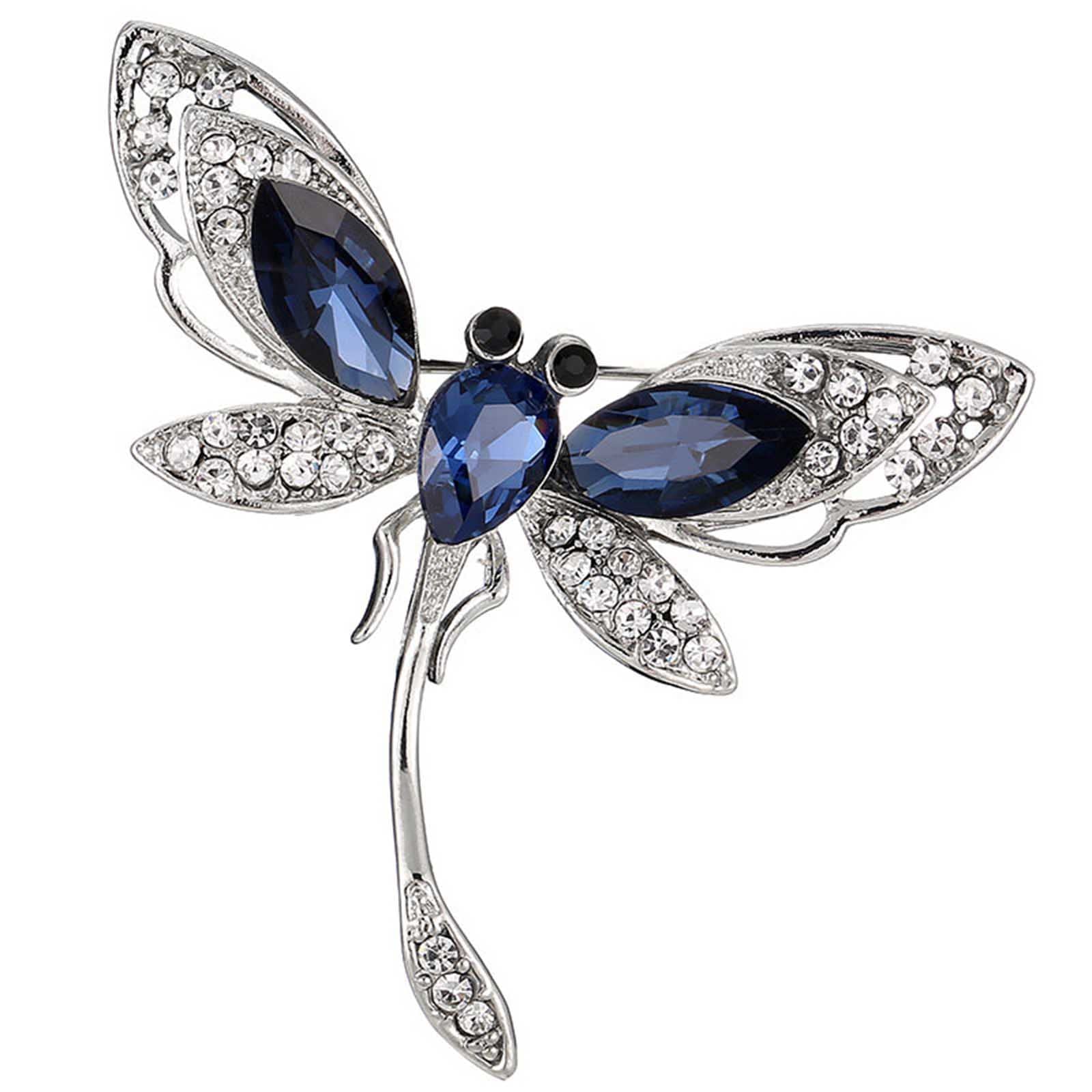 Broche Libellule Perle Verte Et Strass - Bijou Accessoire Pour Vêtements, écharpe, Revers De Manteau