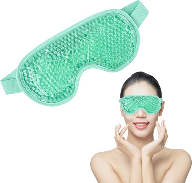 Cooling Eye Mask, Hot Cold Eye Mask with Gel Bead Reusable Gel Eye Mask for Puffy Eyes, Dark Circles Bags, Dry Eyes, Migraine Relief, Headache, Stress Relief, Insomnia, Sinus Pain (Green)