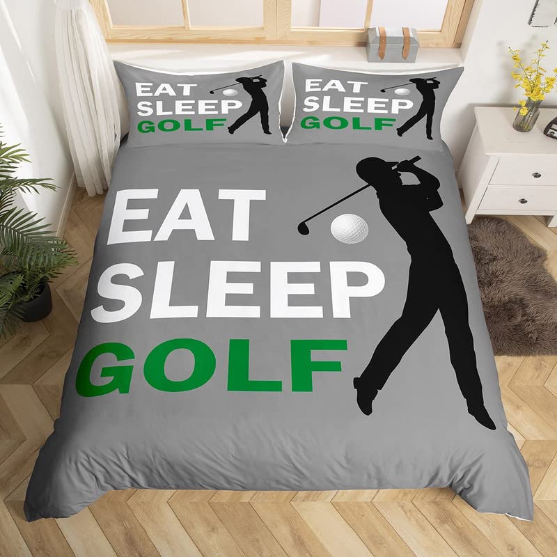 Homemissing King Size Golf Duvet Cover Boys Girls Golf Sports Bedding Set For Kids Women Men Ultra Soft Golf Lover Comforter Cover Set Gray Bedspread Cover Bedclothes Zipper