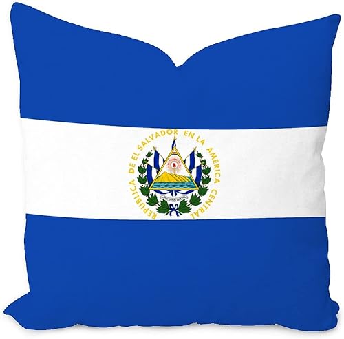 Funda de cojín de 20 x 20 pulgadas, diseño de bandera nacional de El Salvador, estilo rústico, fundas de almohada de poliéster para dormitorio, sala