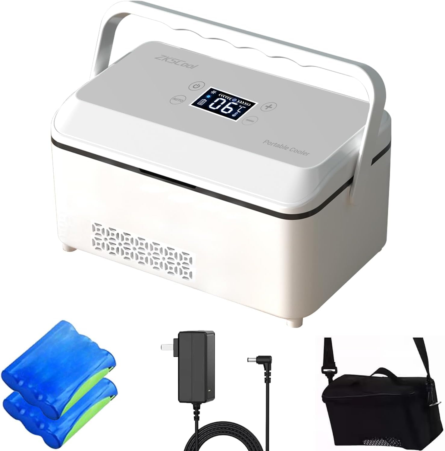 Insulin Kühlbox Elektrisch, Kühlbox 2-8°C Tragbar mit LCD-Temperaturanzeige und 13600mAh Batterie (mit Griff), für Auto, Reisen und Außenbereich (Grau)