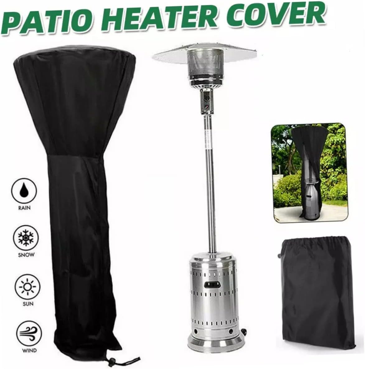 Garneck Waterproof Outdoor Heater Cover Heavy Duty Protective Cover for Garden and Patio Dustproof and UV Resistant