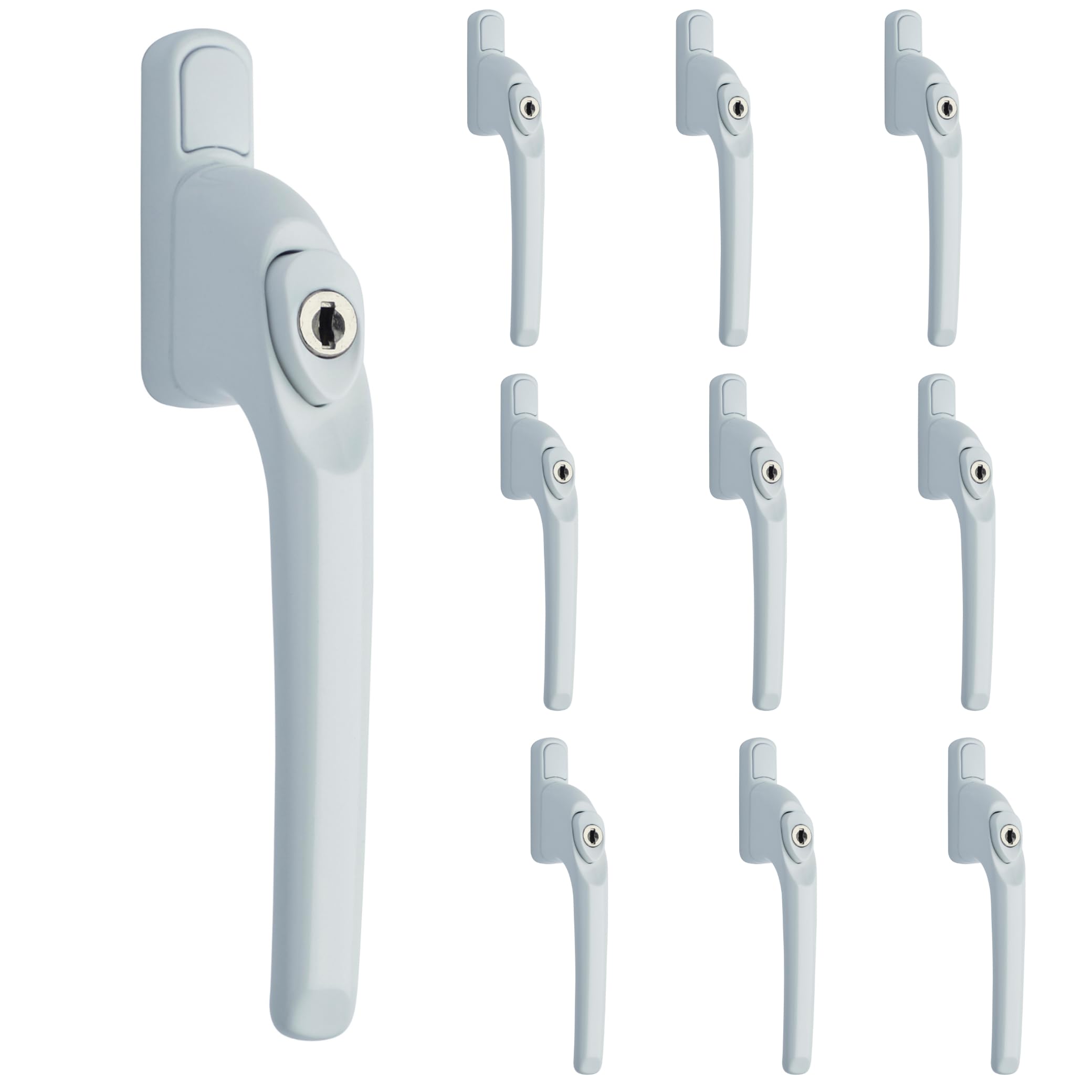 GlazeAssist uPVC Universal Window Handle Inline Locking Espag Double Glazing - Pack of 10 (White, 20mm)