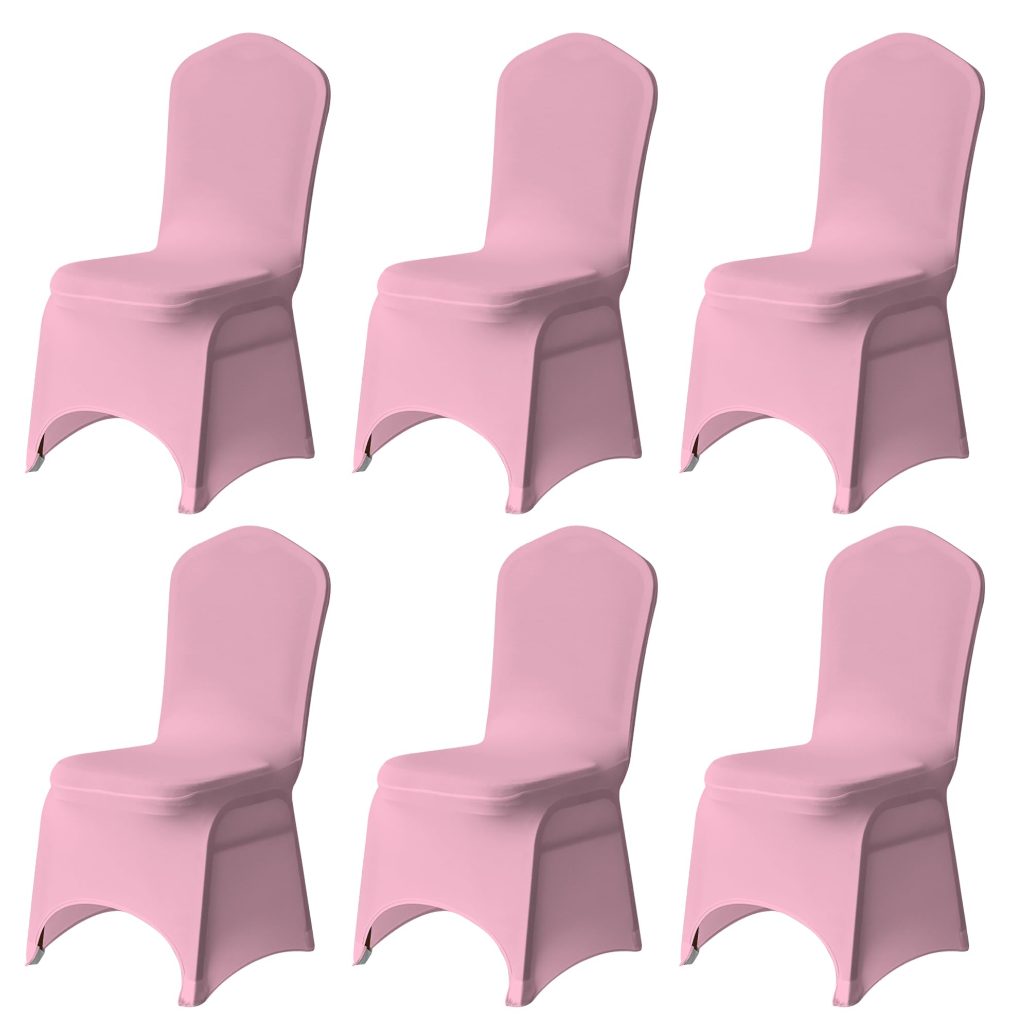 Trimming Shop 6pcs Baby Pink Wedding Chair Covers Stretch Slipcovers