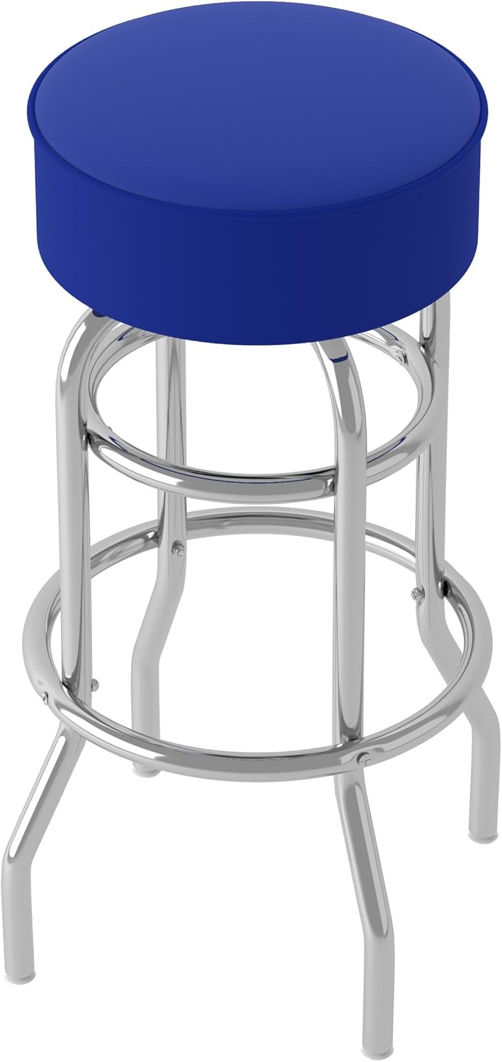 Bar Stool - Blue Stool with Foam Padded Seat - Swivel Chair for Game Room, Garage, or Home Bar by Trademark Gameroom