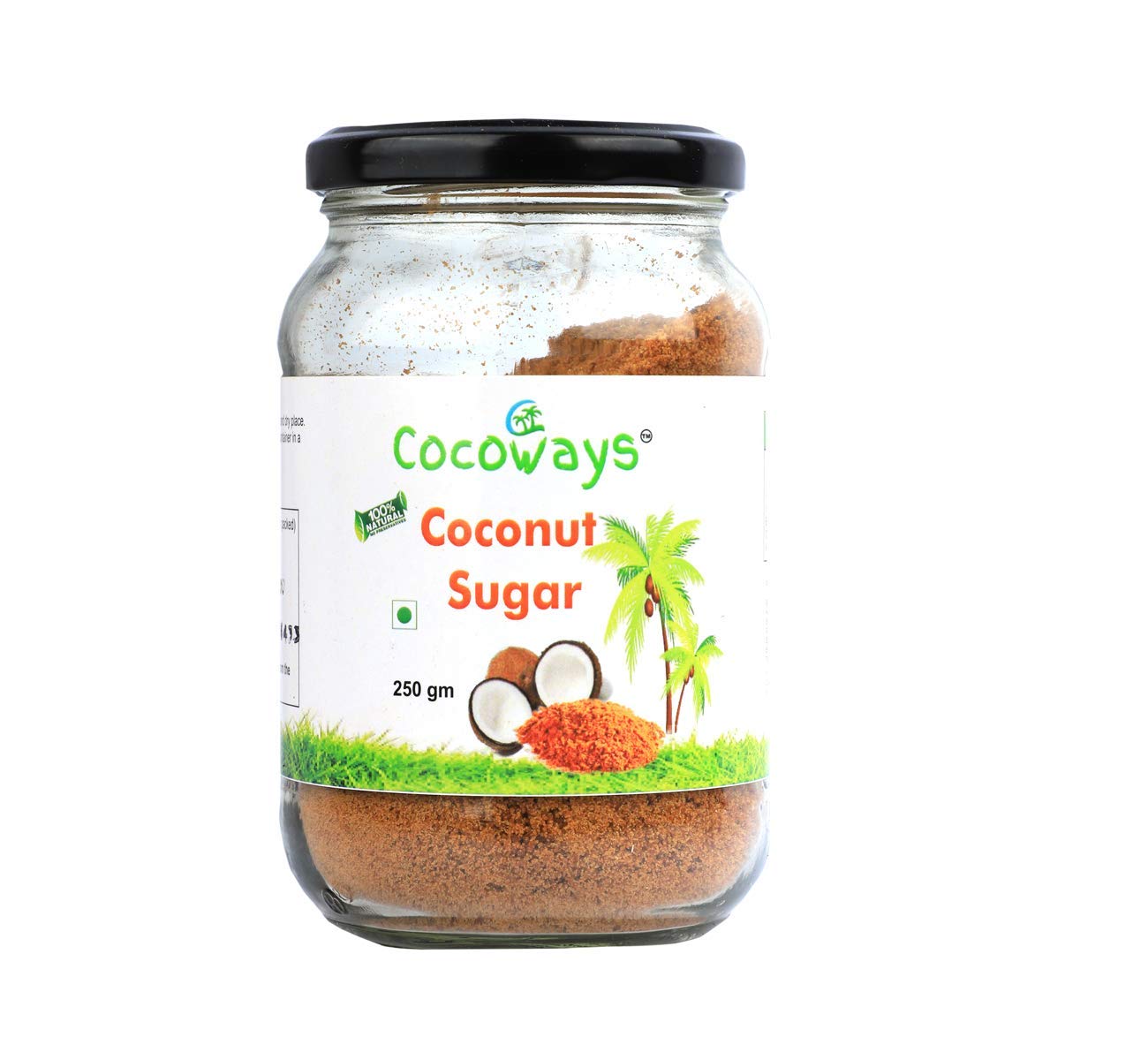 Cocoways Organic Coconut Sugar, ( 250 gm ) Glass Jar – Pack of 1
