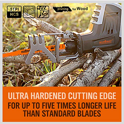 Horusdy 9-Inch Wood Pruning Reciprocating Saw Blades, 5Tpi Saw Blades - 5 Pack #TOP3