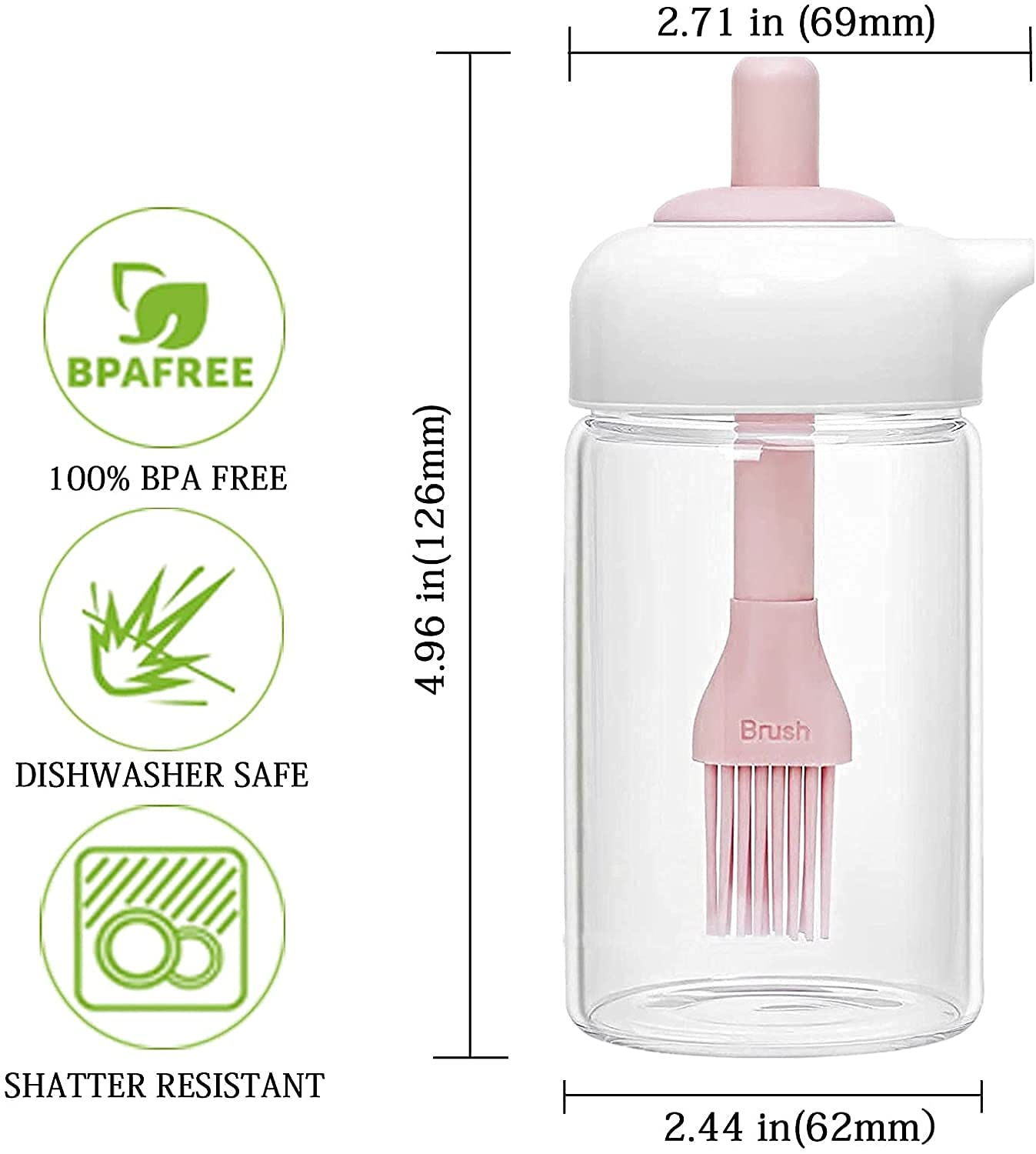 Zinley Oil Dispenser Bottle,Oil Dispenser with Silicone Oil Brush, Wide Opening Oil Bottle, 230ml Oil Container for Cooking, Baking, BBQ, Marinating (Multi Colour, 1 Piece) 1