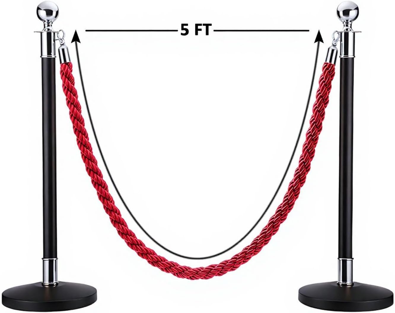 Elegant Crowd Control Stanchion with Gold Hook – Ideal for Event Entry, Weddings, Cinema Queues & Inaugurations – Premium Safety Barrier for Efficient Space Organization 300 cm / 9.84 ft image 3