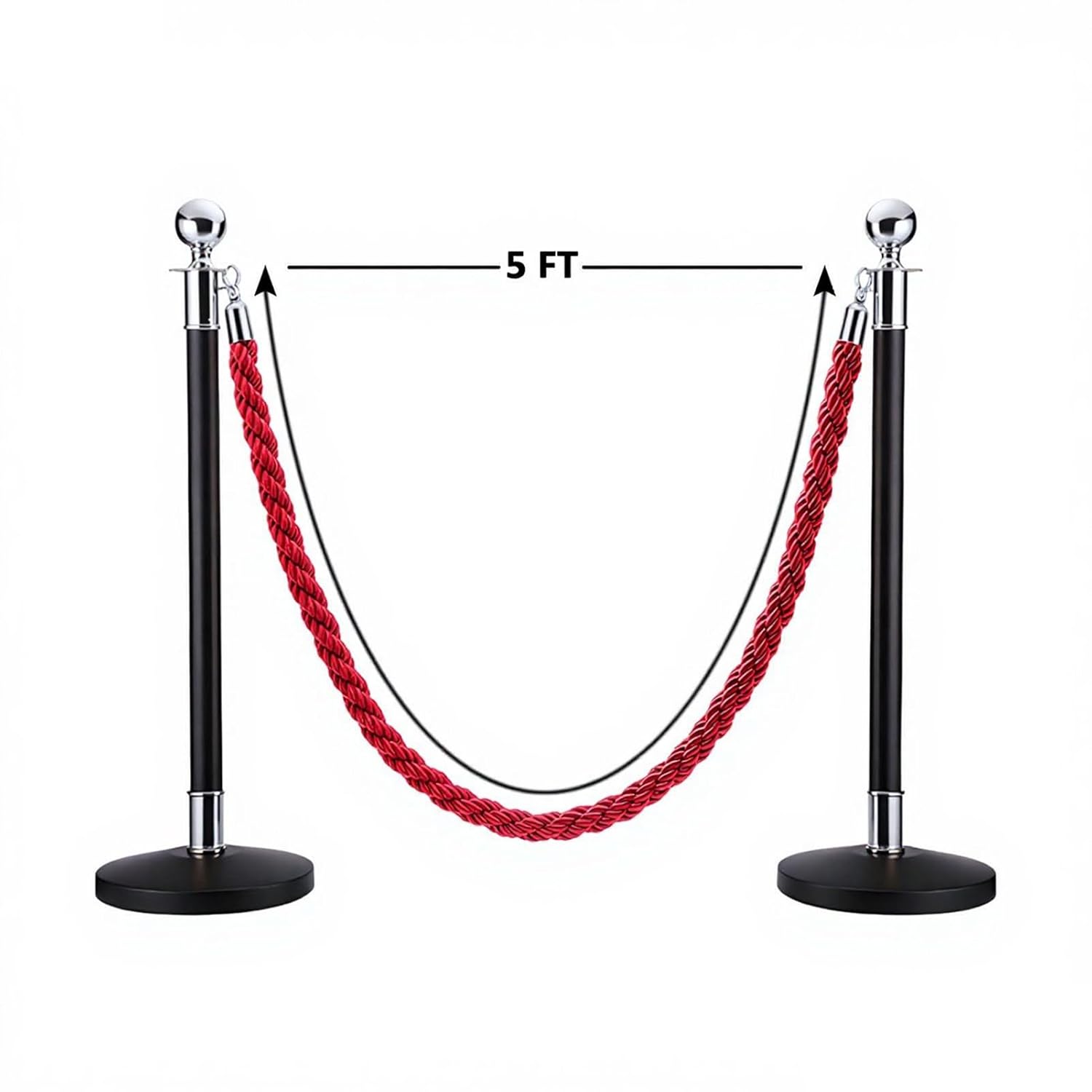 Versatile Red, Black, and Blue Safety Rope Barriers for Crowd Control - 300 cm (9.84 ft)(Black,2.5 m/8.20 ft)
