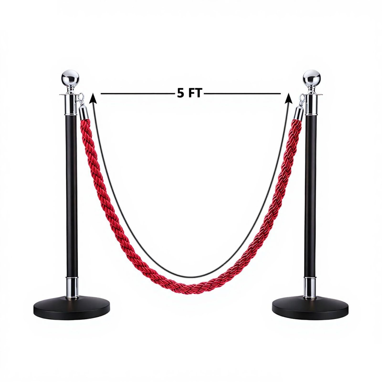 Cola de seguridad con gancho chapado en plata, color verde menta para entradas de eventos, bodas, cines, hoteles y control de multitudes