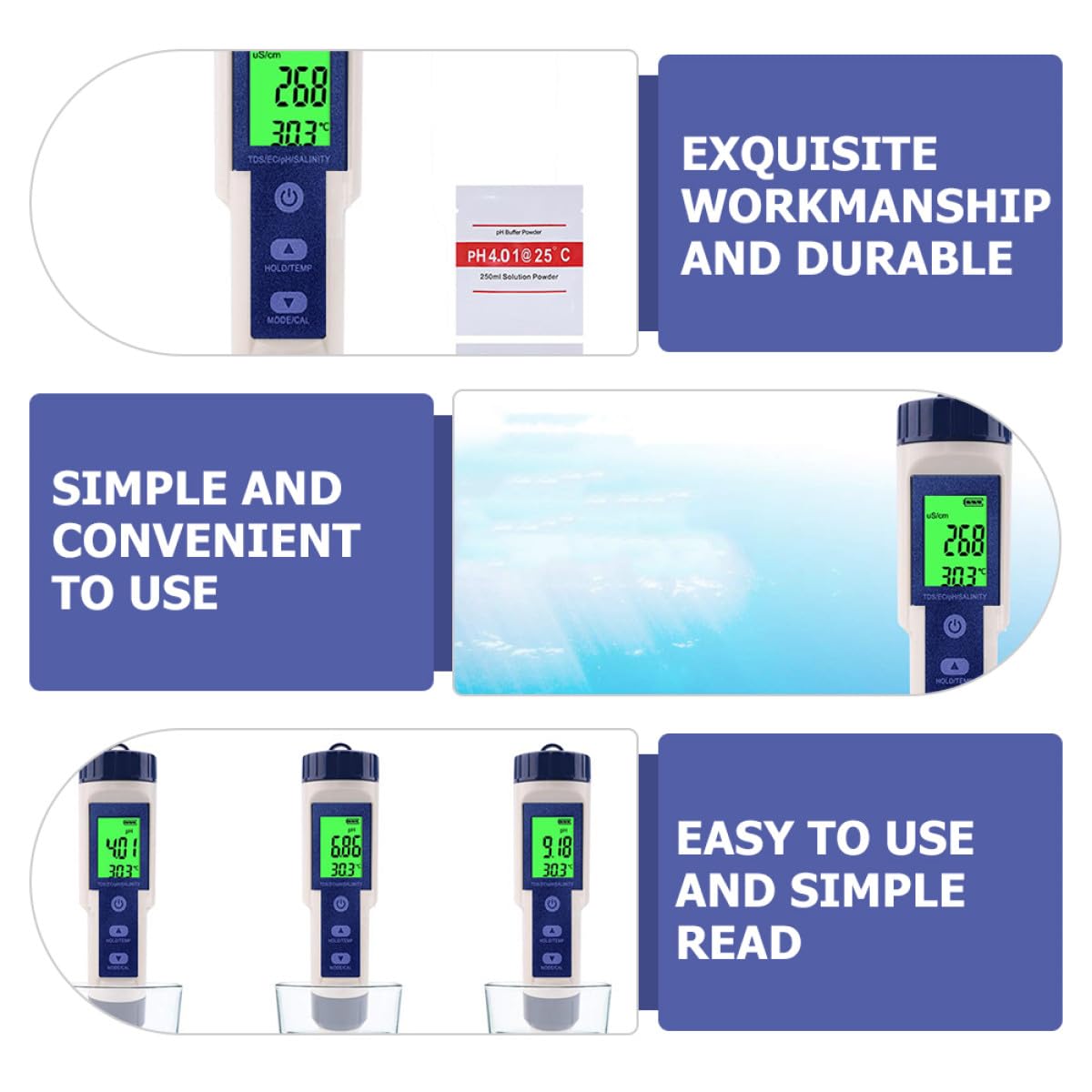 Ipetboom Tester Digitale Portatile per Acqua Salata ad Alta Precisione Display Retroilluminato e Corpo in Plastica, per Acquari Marini e Contesti Acquatici